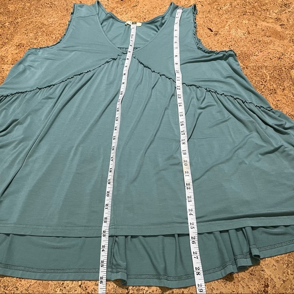 Kori America Jersey Knit Babydoll Sleeveless Ruffle Trim Top Sz L - Picture 8 of 10